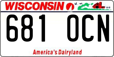WI license plate 681OCN