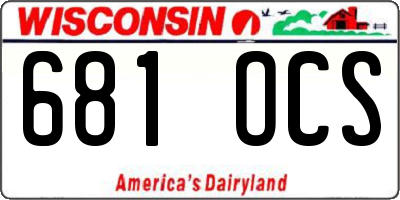 WI license plate 681OCS