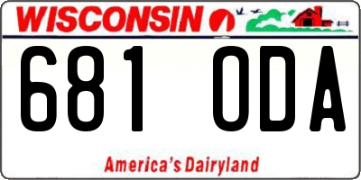 WI license plate 681ODA