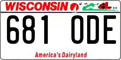 WI license plate 681ODE