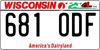 WI license plate 681ODF