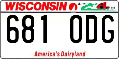 WI license plate 681ODG