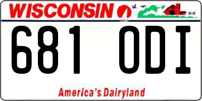 WI license plate 681ODI