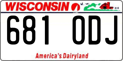 WI license plate 681ODJ