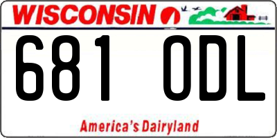 WI license plate 681ODL