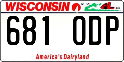 WI license plate 681ODP