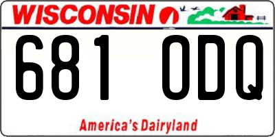 WI license plate 681ODQ