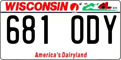 WI license plate 681ODY