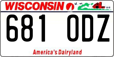 WI license plate 681ODZ