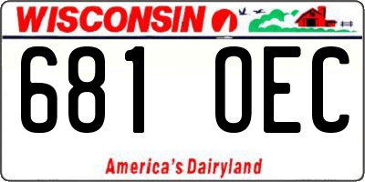 WI license plate 681OEC