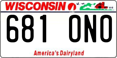 WI license plate 681ONO