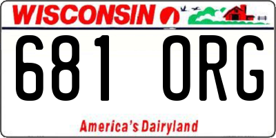 WI license plate 681ORG
