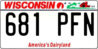 WI license plate 681PFN