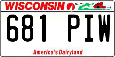 WI license plate 681PIW