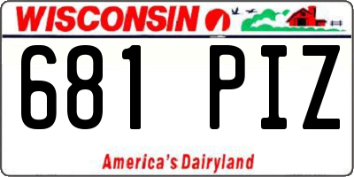 WI license plate 681PIZ