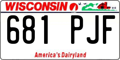 WI license plate 681PJF