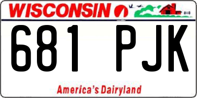 WI license plate 681PJK