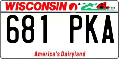 WI license plate 681PKA