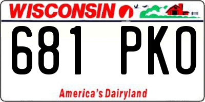 WI license plate 681PKO