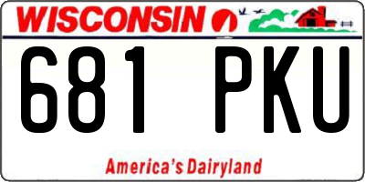 WI license plate 681PKU
