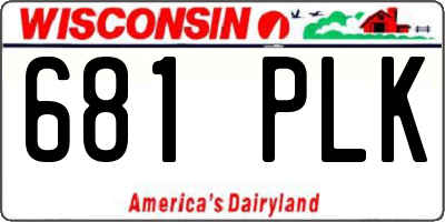 WI license plate 681PLK