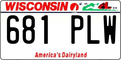 WI license plate 681PLW