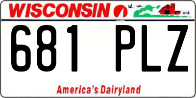 WI license plate 681PLZ