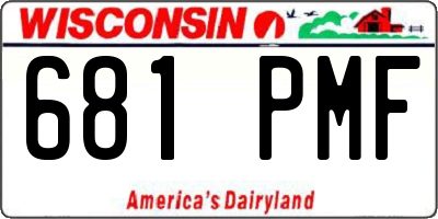 WI license plate 681PMF