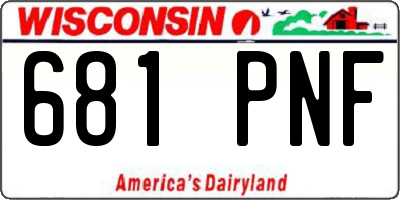 WI license plate 681PNF