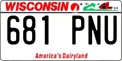 WI license plate 681PNU