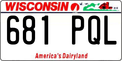 WI license plate 681PQL