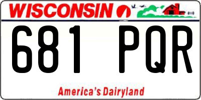 WI license plate 681PQR