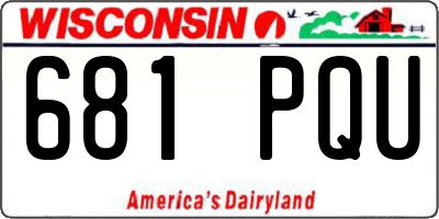 WI license plate 681PQU