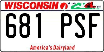WI license plate 681PSF