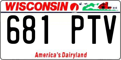 WI license plate 681PTV