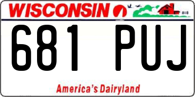 WI license plate 681PUJ