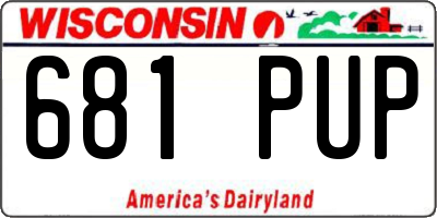 WI license plate 681PUP