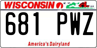 WI license plate 681PWZ