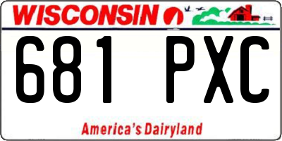 WI license plate 681PXC