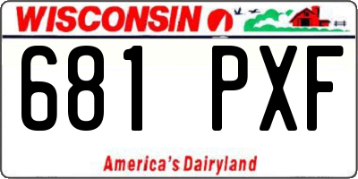 WI license plate 681PXF