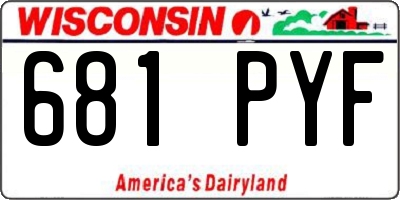 WI license plate 681PYF
