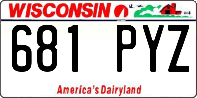 WI license plate 681PYZ