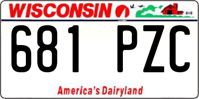 WI license plate 681PZC