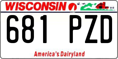 WI license plate 681PZD