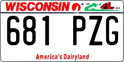 WI license plate 681PZG