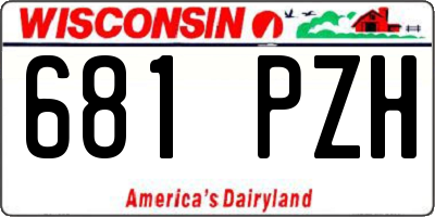 WI license plate 681PZH