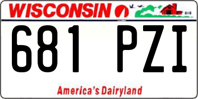 WI license plate 681PZI
