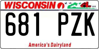 WI license plate 681PZK