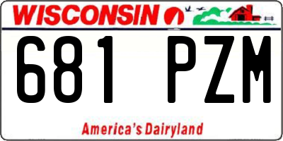 WI license plate 681PZM