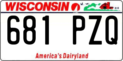 WI license plate 681PZQ
